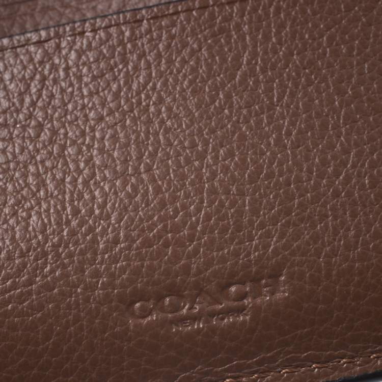 Pre Owned Coach Brown Leather ID Compact Bifold Wallet
