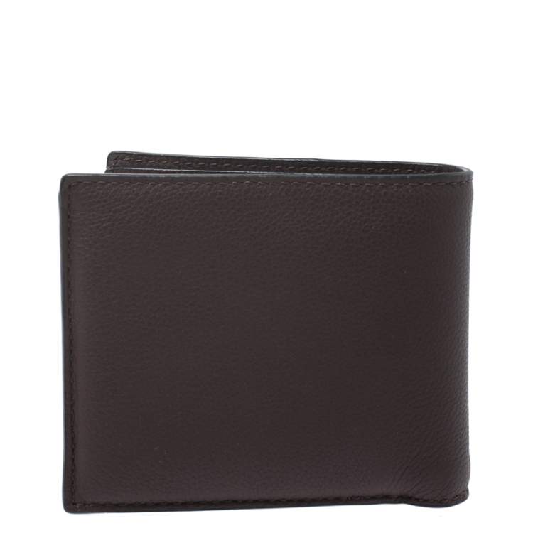 Pre Owned Coach Maroon Leather Compact Bifold Wallet