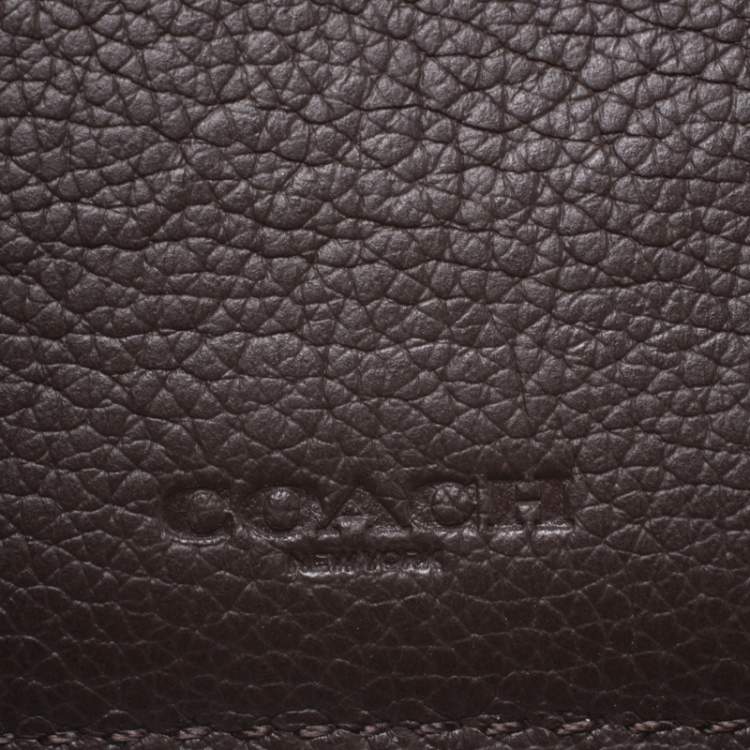 Pre Owned Coach Maroon Leather Compact Bifold Wallet