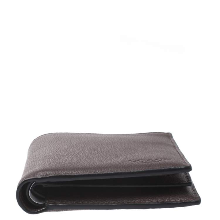 Pre Owned Coach Maroon Leather Compact Bifold Wallet