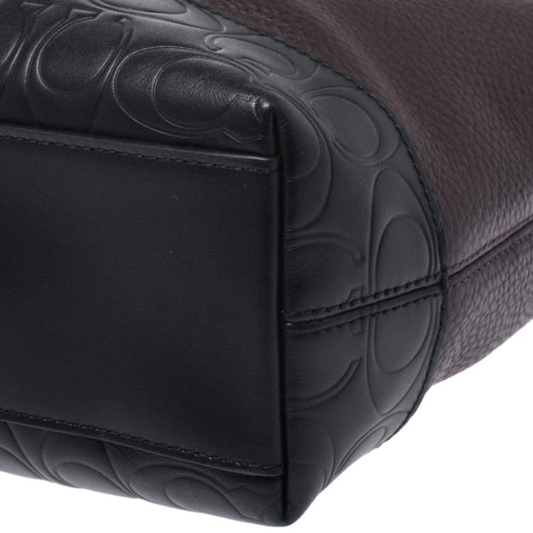 Pre Owned Coach Burgundy/Black Leather Hamilton Portfolio Briefcase              