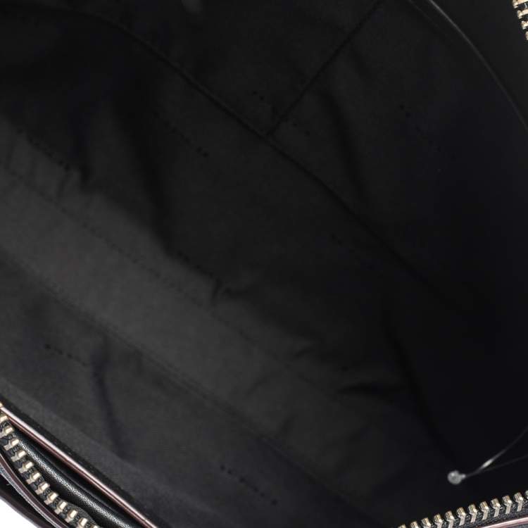 Pre Owned Coach Black Logo Patch Leather Rivington Messenger Bag