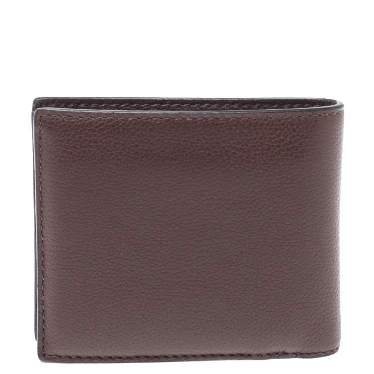 Pre Owned Coach Dark Brown Leather ID Compact Wallet
