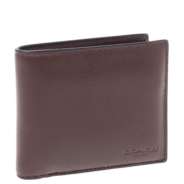 Pre Owned Coach Dark Brown Leather ID Compact Wallet