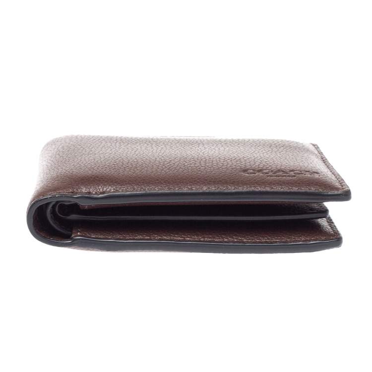 Pre Owned Coach Dark Brown Leather ID Compact Wallet