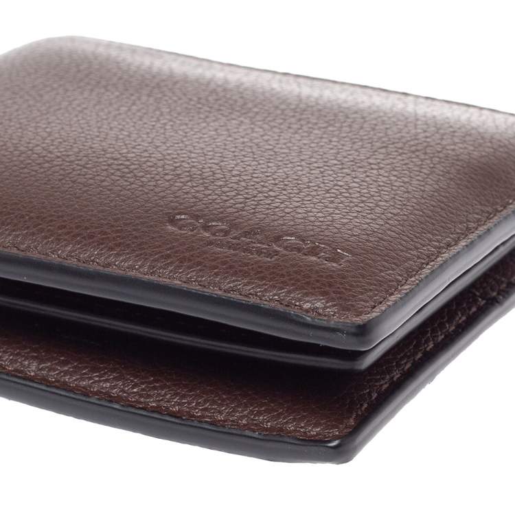 Pre Owned Coach Dark Brown Leather ID Compact Wallet