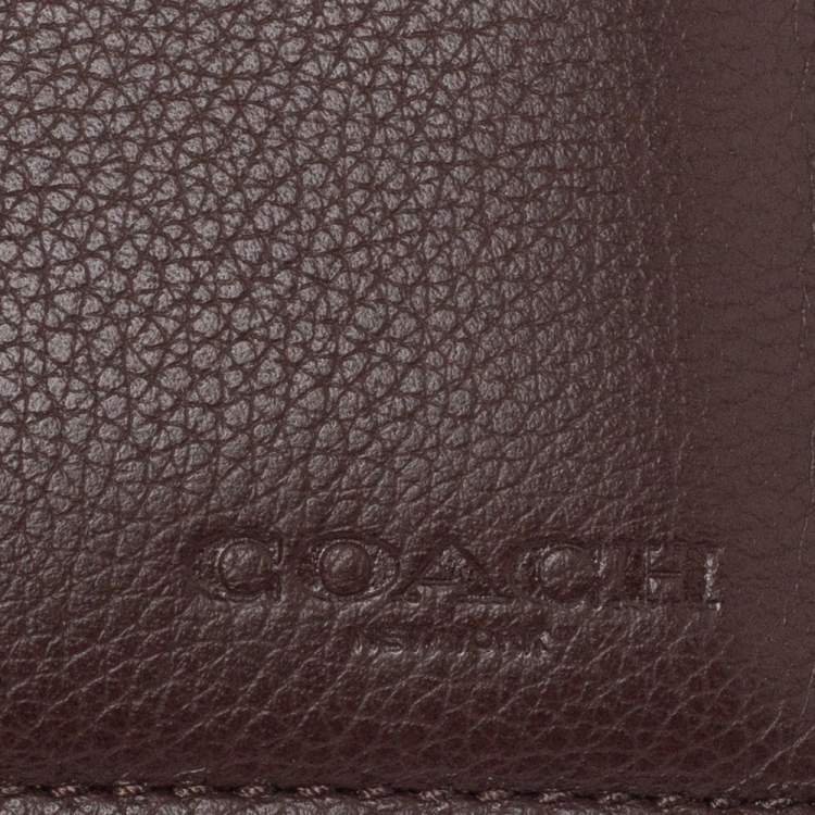 Pre Owned Coach Dark Brown Leather ID Compact Wallet