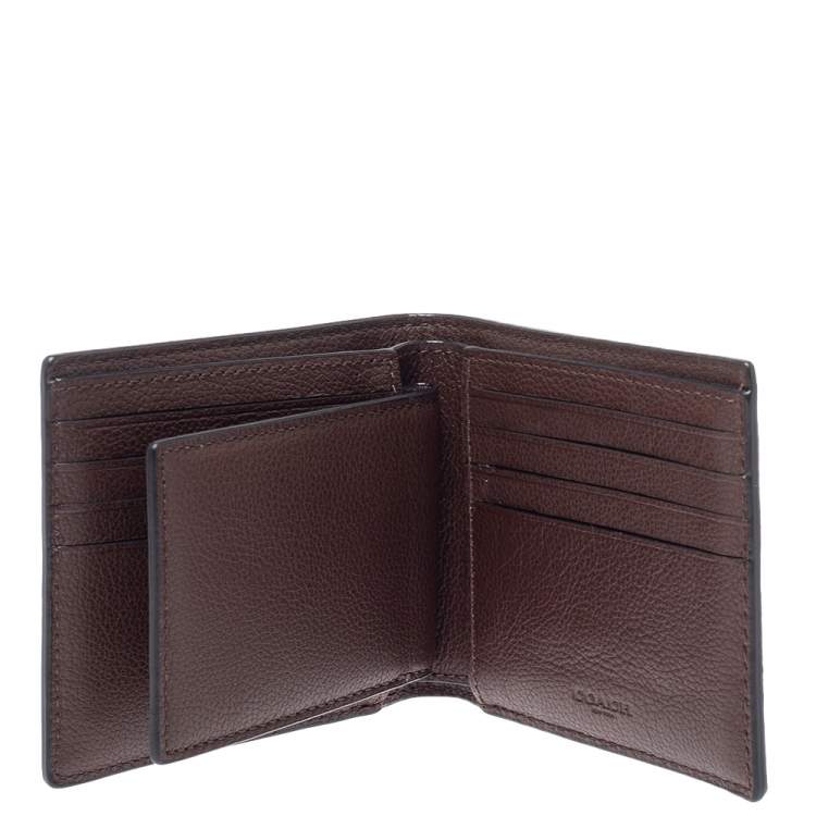 Pre Owned Coach Dark Brown Leather ID Compact Wallet