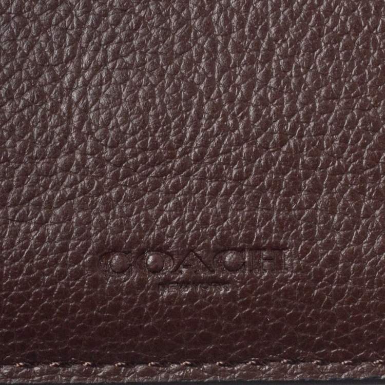 Pre Owned Coach Dark Brown Leather ID Compact Wallet