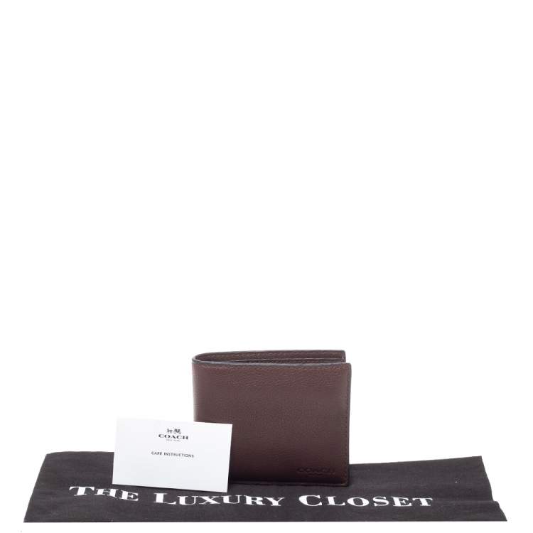 Pre Owned Coach Dark Brown Leather ID Compact Wallet