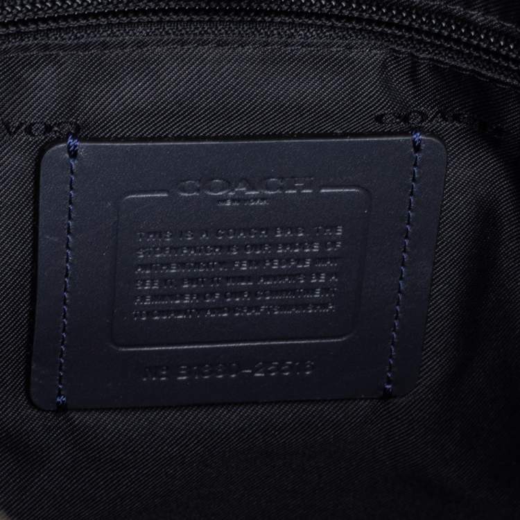 Pre Owned Coach Dark Blue Coated Canvas Hudson Slim Laptop Bag