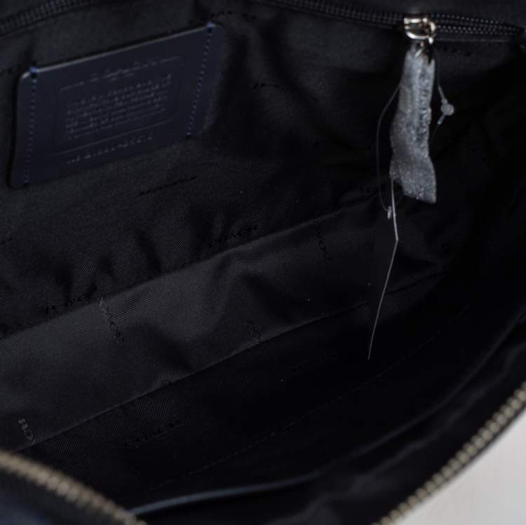 Pre Owned Coach Dark Blue Coated Canvas Hudson Slim Laptop Bag