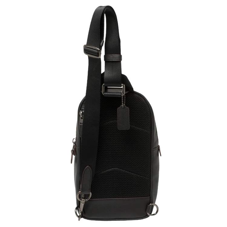 Pre Owned Coach Black Leather Metropolitan Sling Backpack