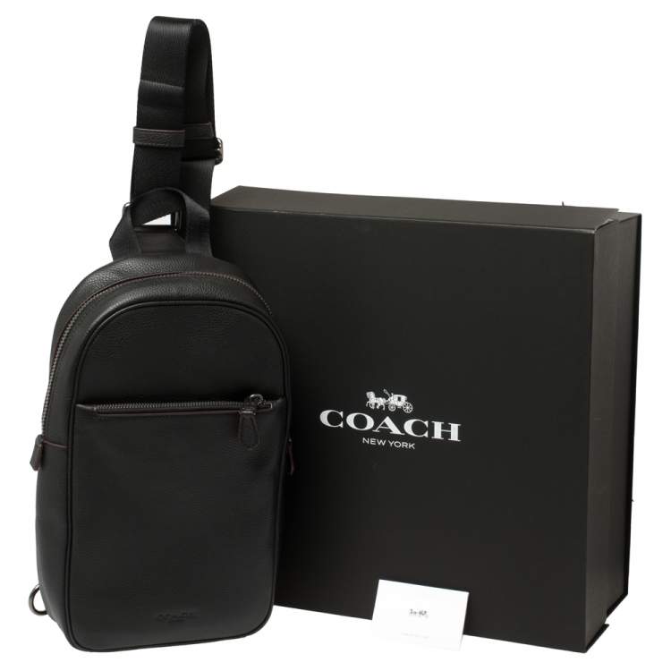 Pre Owned Coach Black Leather Metropolitan Sling Backpack