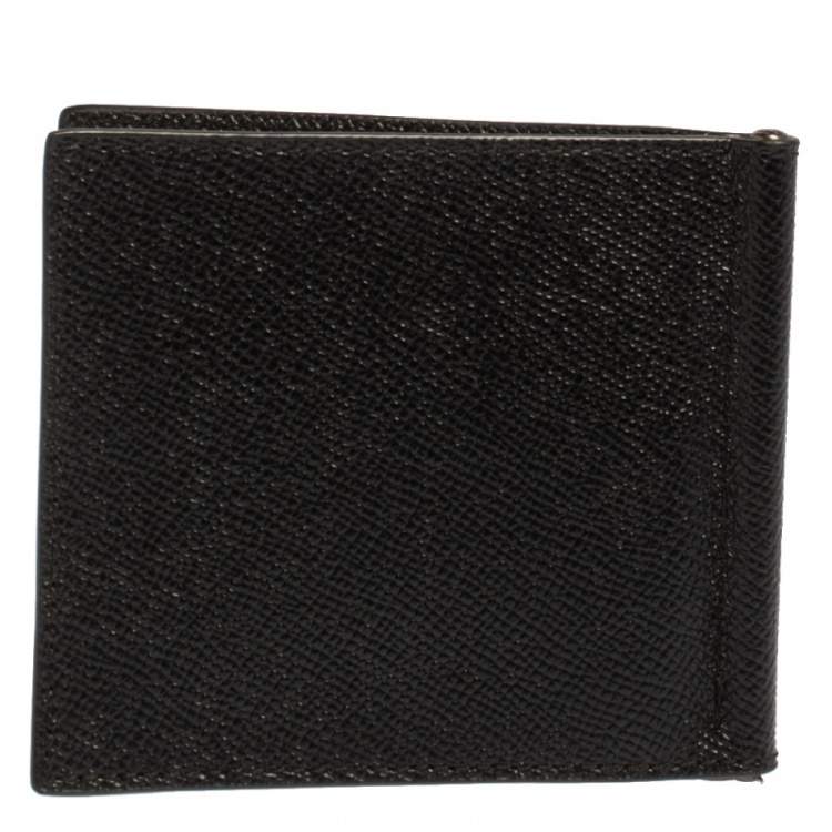 Pre Owned Coach Black Leather Money Clip Bifold Wallet