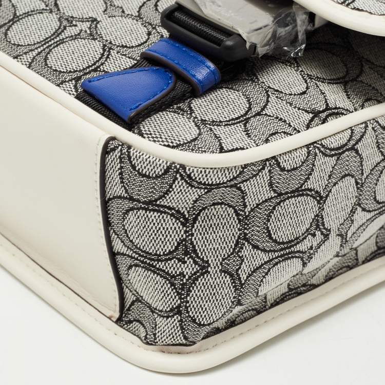 Pre Owned Coach Grey/White Siganture Jacquard Canvas League Messenger Bag