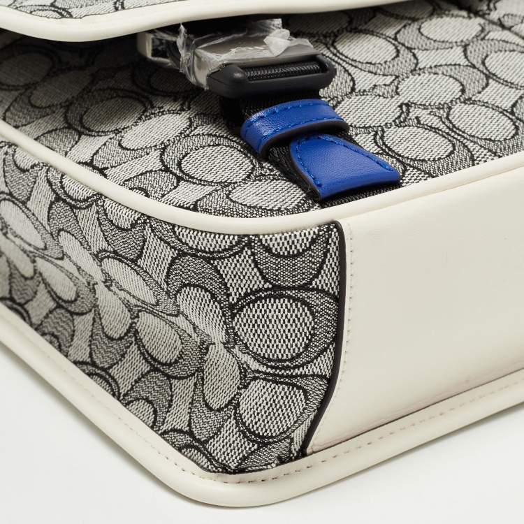Pre Owned Coach Grey/White Siganture Jacquard Canvas League Messenger Bag