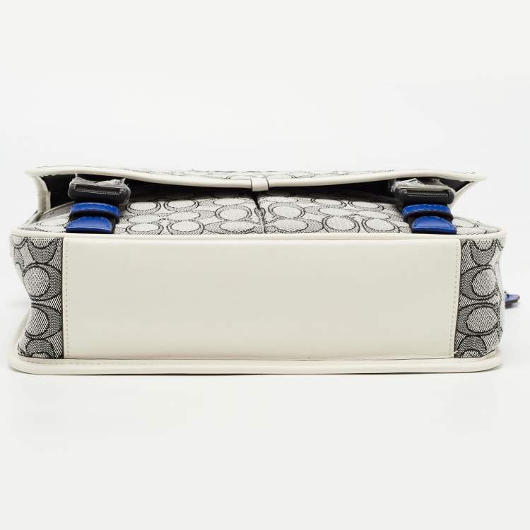 Pre Owned Coach Grey/White Siganture Jacquard Canvas League Messenger Bag
