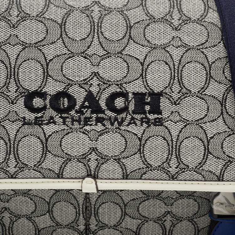 Pre Owned Coach Grey/White Siganture Jacquard Canvas League Messenger Bag