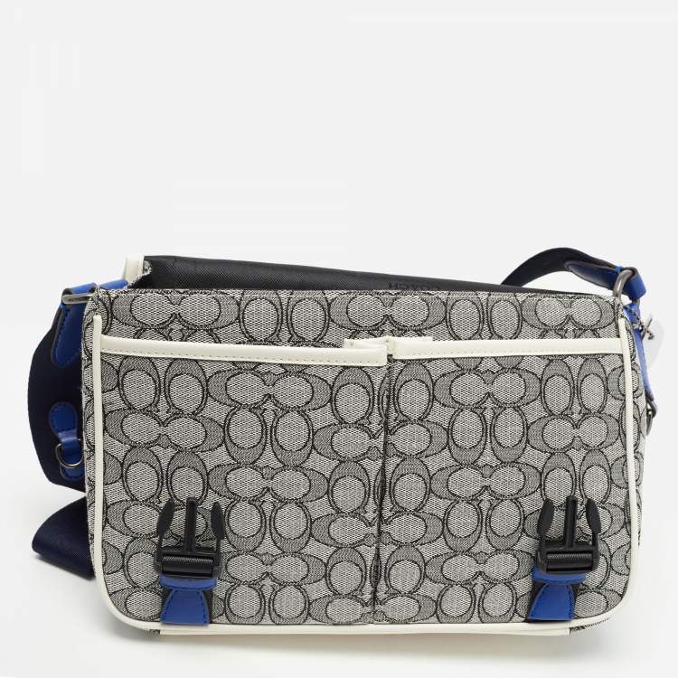 Pre Owned Coach Grey/White Siganture Jacquard Canvas League Messenger Bag