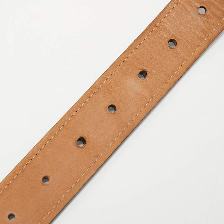 Pre Owned Coach Black Leather Buckle Belt 85CM