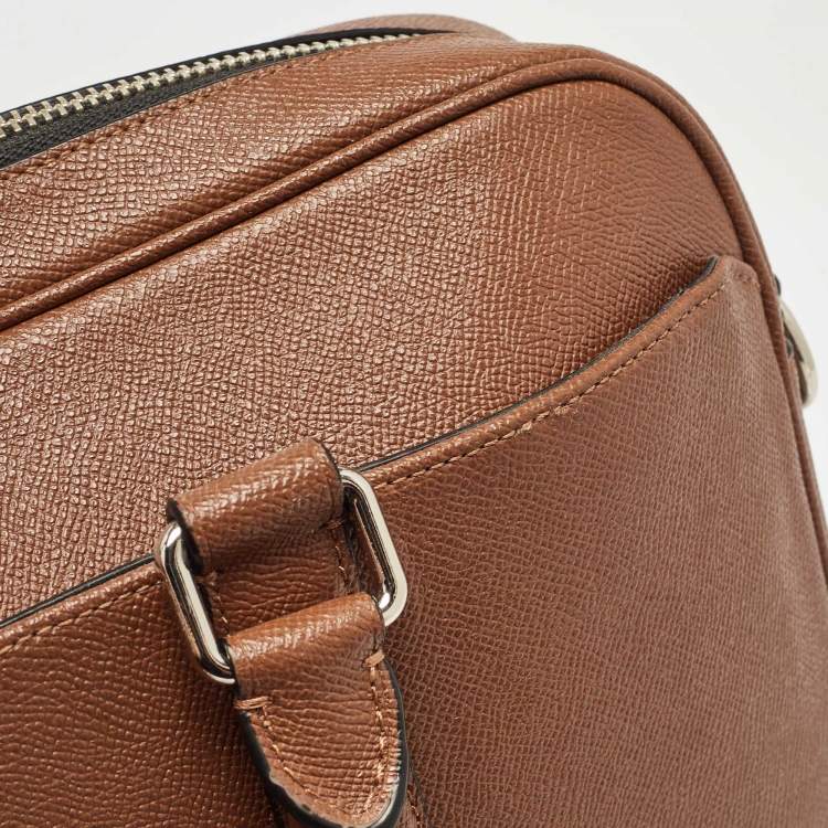 Pre Owned Coach Brown Leather Double Zip Metropolitan Briefcase Bag