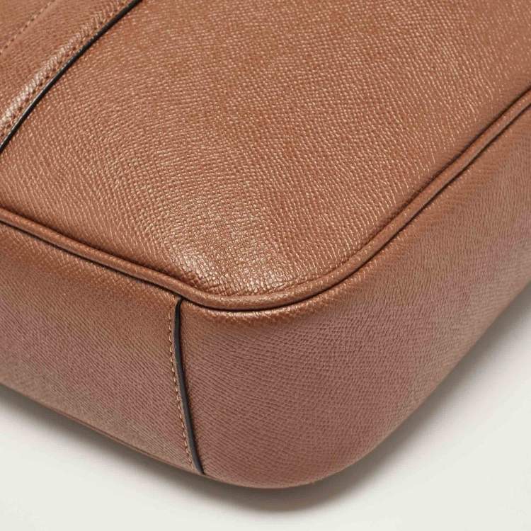 Pre Owned Coach Brown Leather Double Zip Metropolitan Briefcase Bag