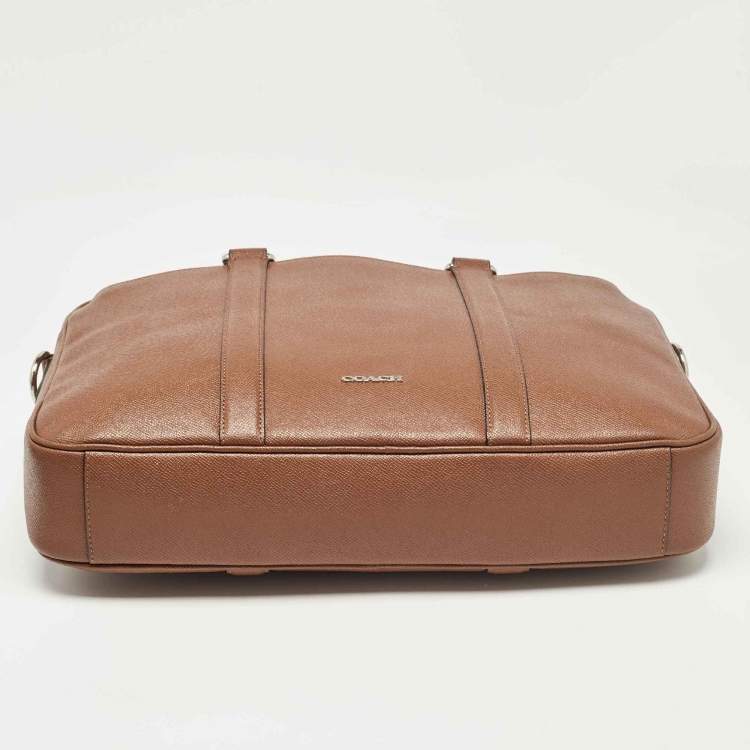 Pre Owned Coach Brown Leather Double Zip Metropolitan Briefcase Bag
