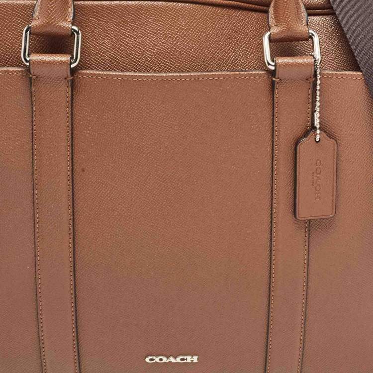 Pre Owned Coach Brown Leather Double Zip Metropolitan Briefcase Bag