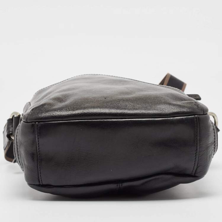 Pre Owned Coach Black Leather Heritage Web Messenger Bag