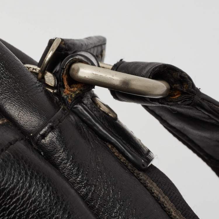 Pre Owned Coach Black Leather Heritage Web Messenger Bag