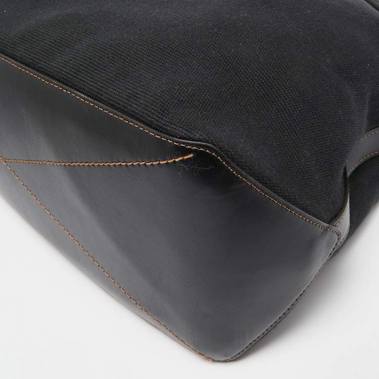 Pre Owned Coach Black/Burgundy Canvas Logo Tote
