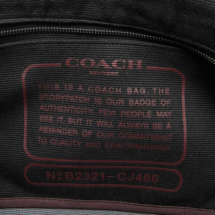 Pre Owned Coach Black/Burgundy Canvas Logo Tote