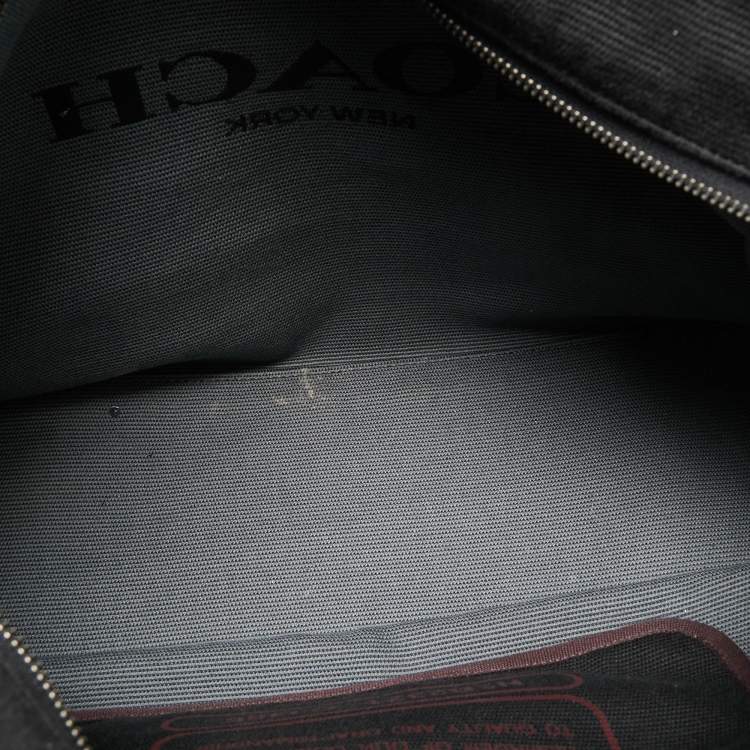 Pre Owned Coach Black/Burgundy Canvas Logo Tote