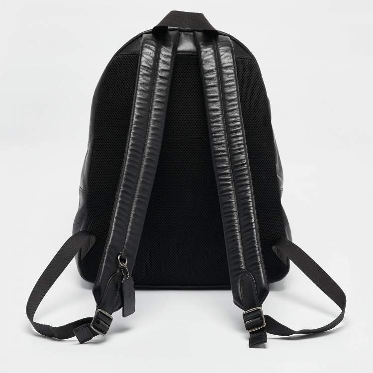 Pre Owned Coach Black Coated Canvas and Leather New Varsity Charles Backpack