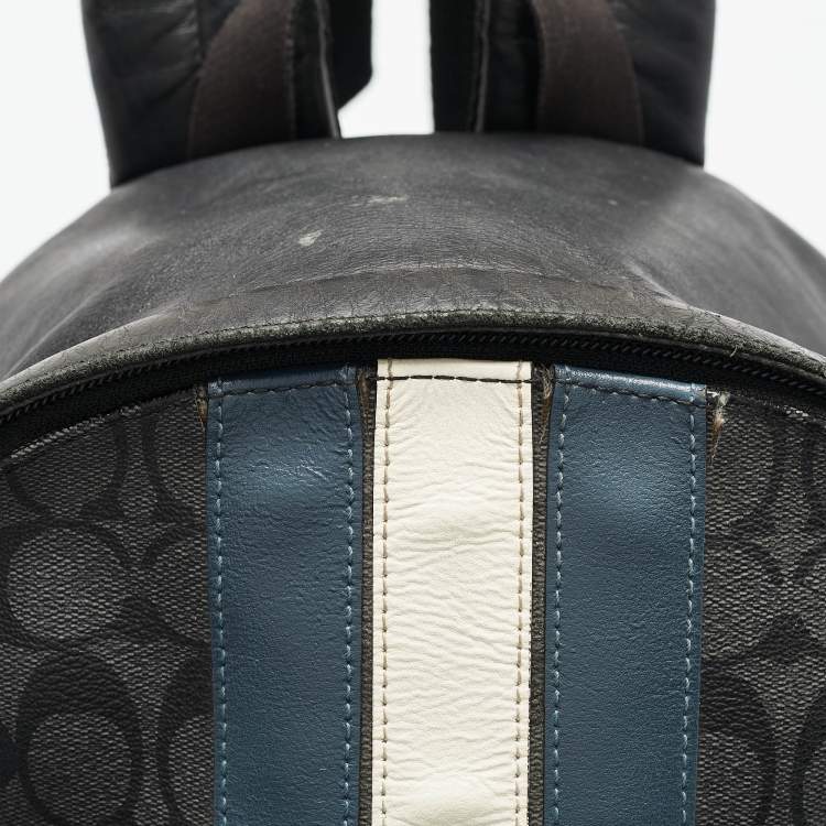 Pre Owned Coach Black Coated Canvas and Leather New Varsity Charles Backpack