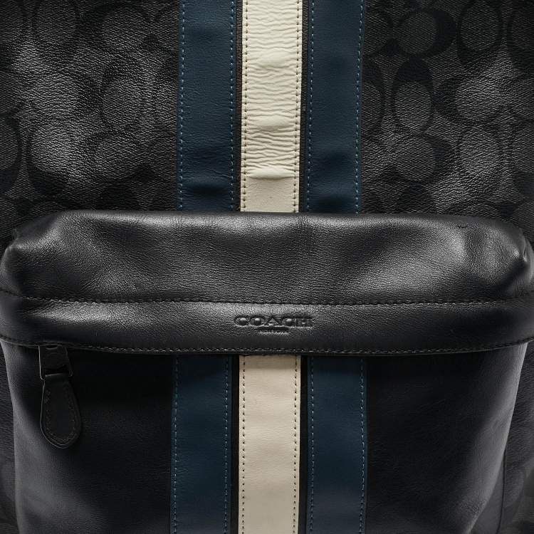 Pre Owned Coach Black Coated Canvas and Leather New Varsity Charles Backpack