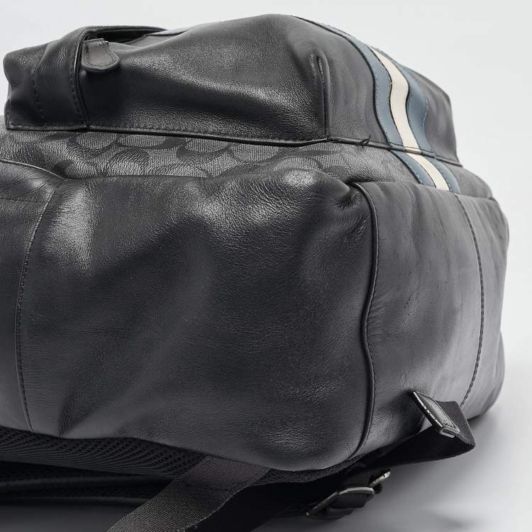 Pre Owned Coach Black Coated Canvas and Leather New Varsity Charles Backpack