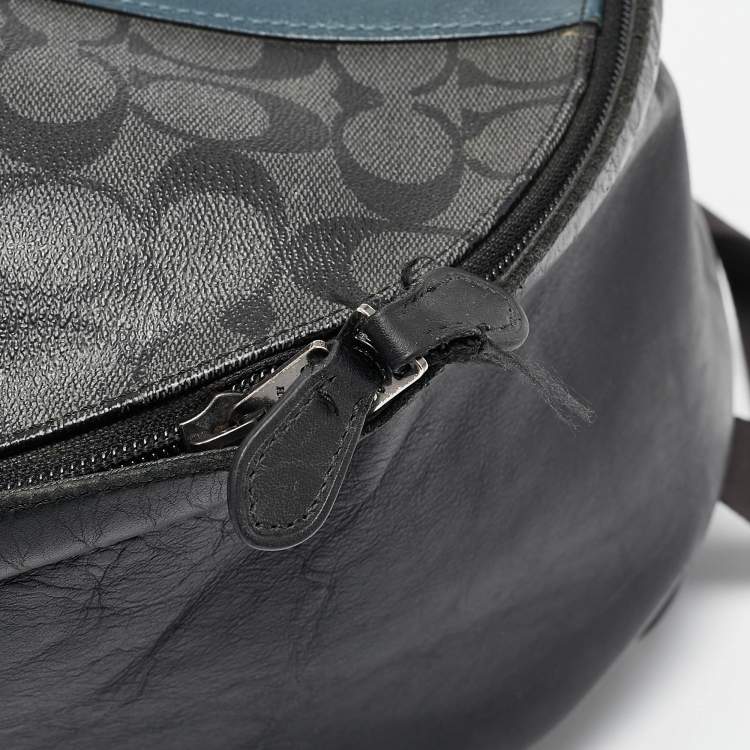 Pre Owned Coach Black Coated Canvas and Leather New Varsity Charles Backpack