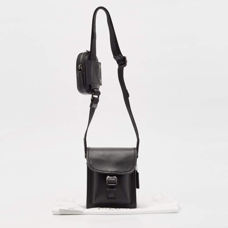 Pre Owned Coach Black Leather Charter North South Crossbody Bag