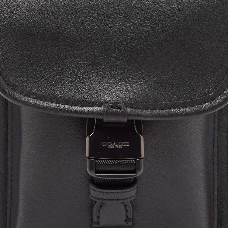 Pre Owned Coach Black Leather Charter North South Crossbody Bag