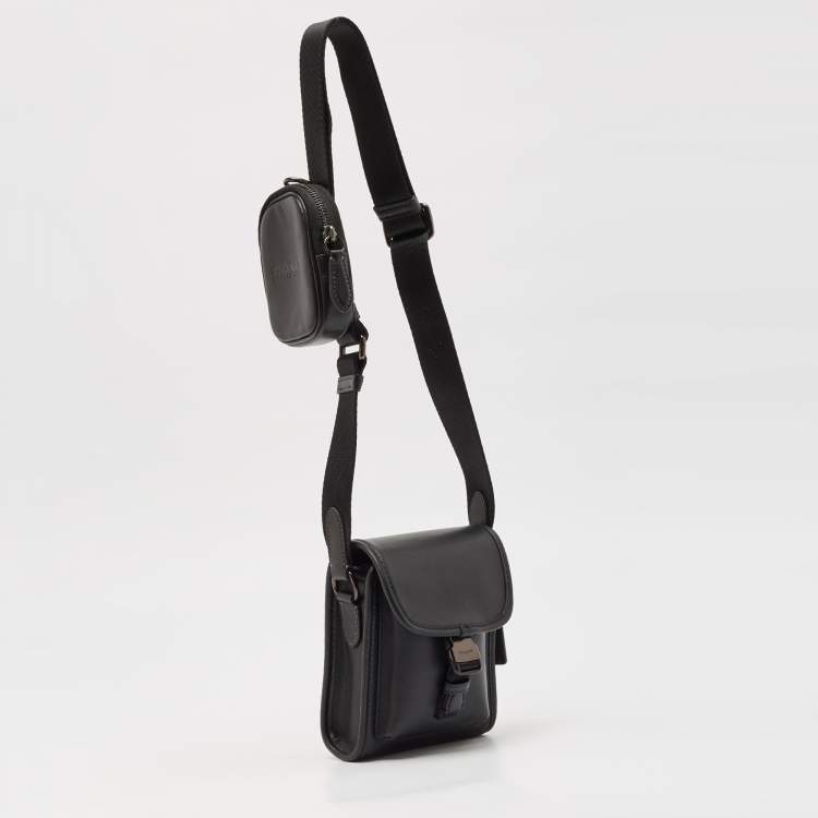 Pre Owned Coach Black Leather Charter North South Crossbody Bag