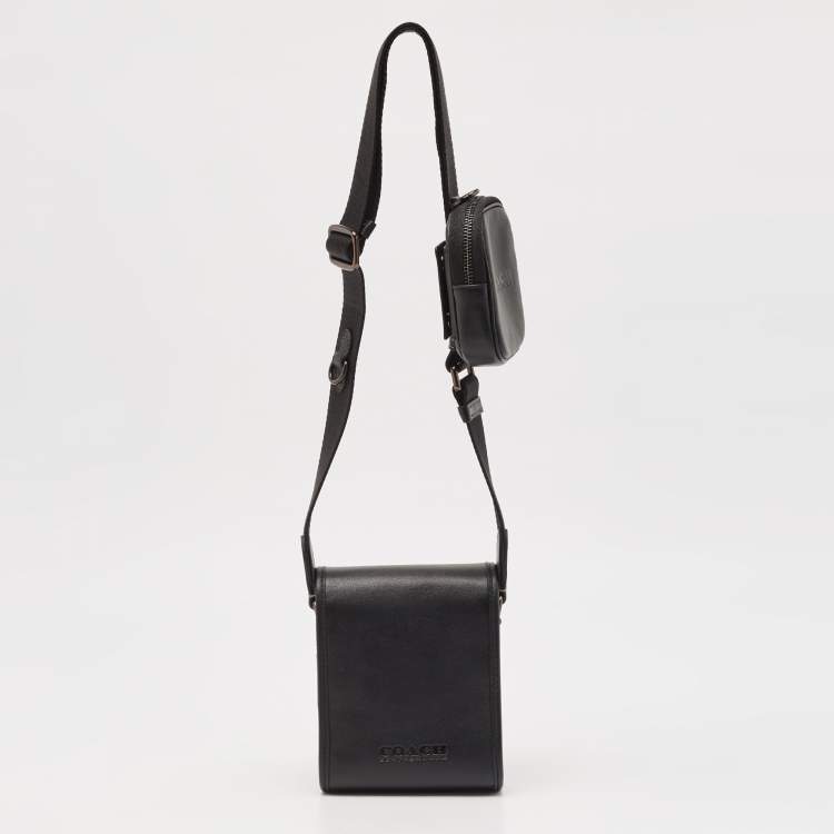 Pre Owned Coach Black Leather Charter North South Crossbody Bag