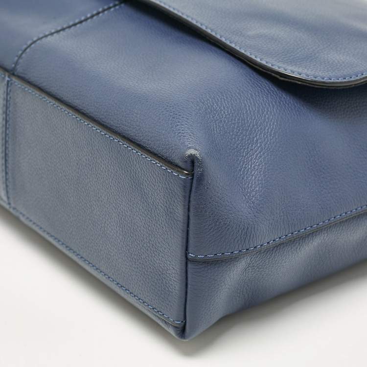 Pre Owned Coach Navy Blue Leather Charles Messenger Bag