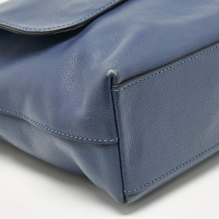 Pre Owned Coach Navy Blue Leather Charles Messenger Bag