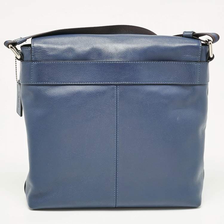Pre Owned Coach Navy Blue Leather Charles Messenger Bag