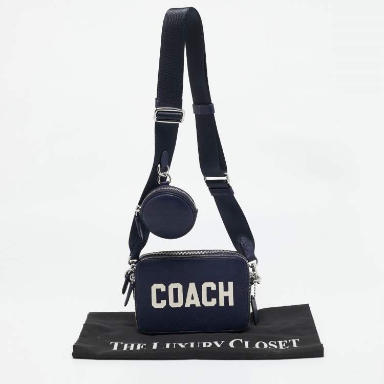 Pre Owned Coach Blue Leather Charter Camera Crossbody Bag