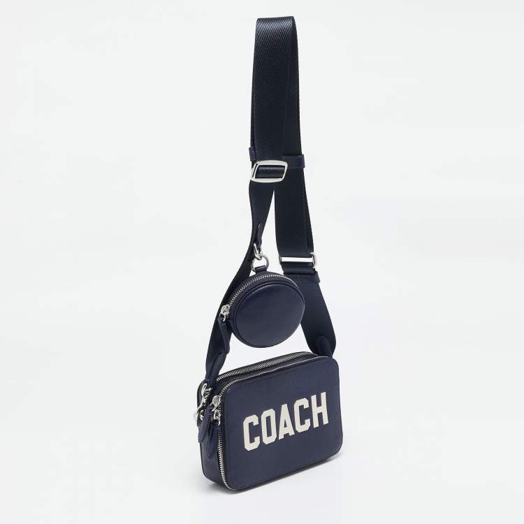 Pre Owned Coach Blue Leather Charter Camera Crossbody Bag