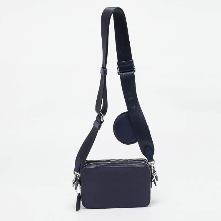 Pre Owned Coach Blue Leather Charter Camera Crossbody Bag