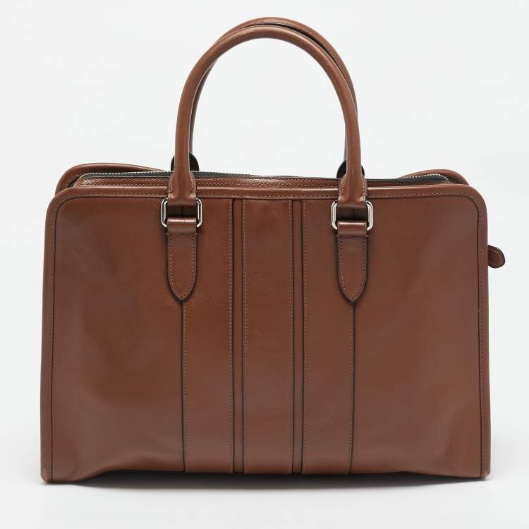 Pre Owned Coach Brown/Black Leather Bond Briefcase Bag
